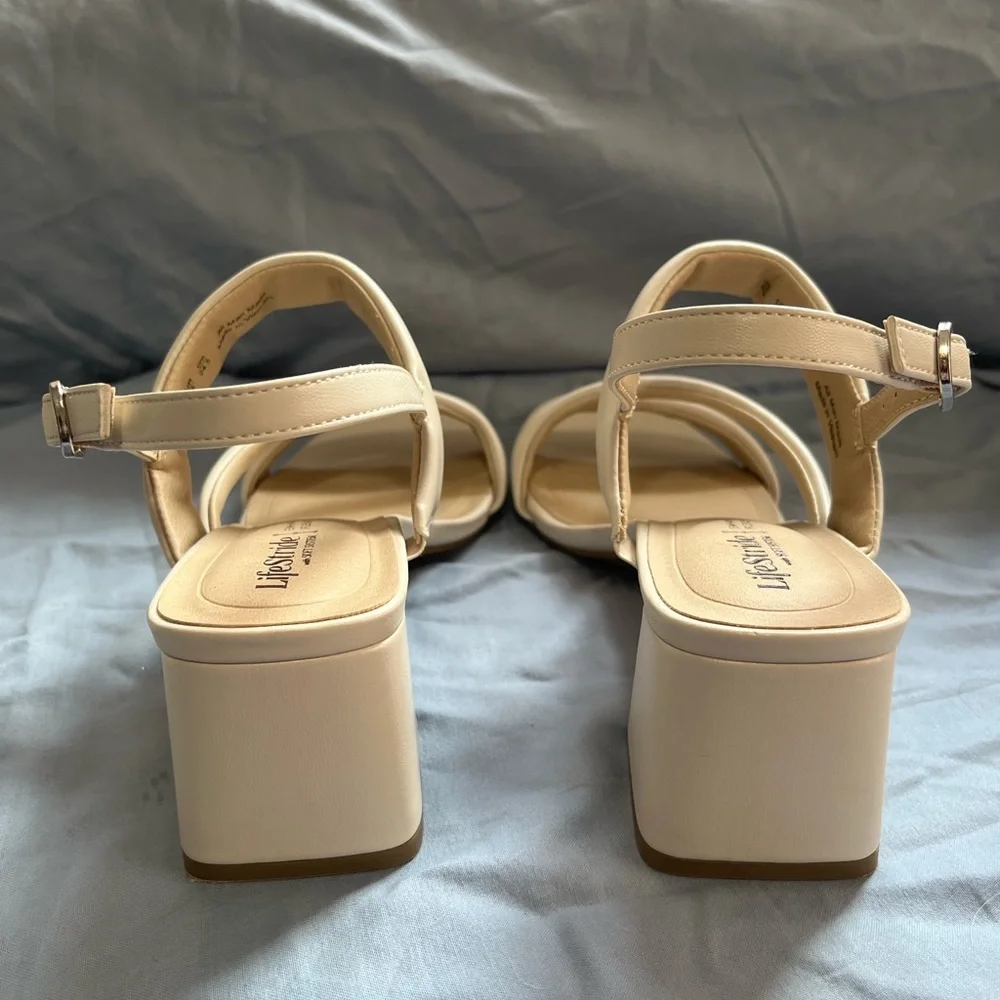 Life Stride Cream Block Heel Sandals - Picture 3 of 6